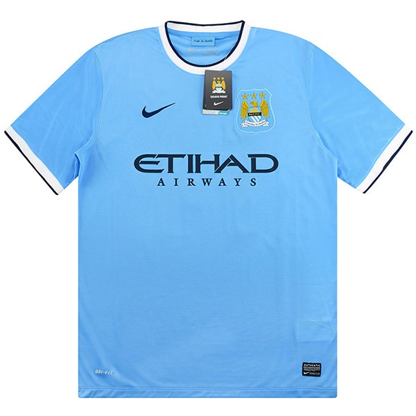 Tailandia Camiseta Manchester City 1ª Kit Retro 2013 2014 Azul
